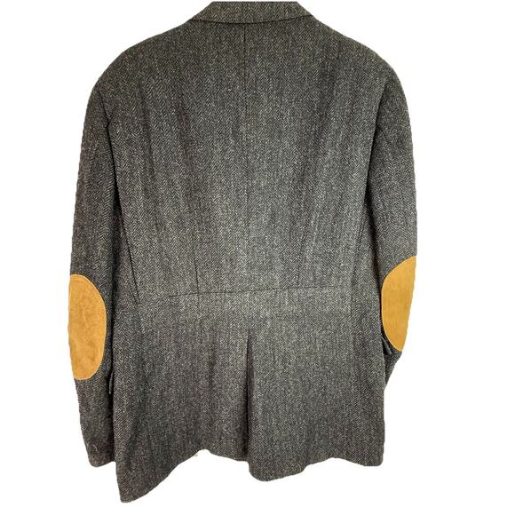 Ralph Lauren CHAPS 38R Heavy Tweed Sport Coat Black & Gray w/ Green Check VTG - Picture 2 of 14